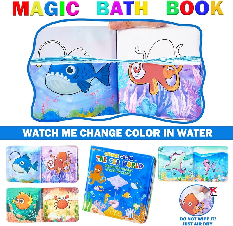 STAUD Color Changing Mold Free Bath Toys for Toddlers & Kids - Color Change Sea Creatures Ocean Animal Toys & Glow in The Dark Toy with Bath Book (13 Pack) - Image 3